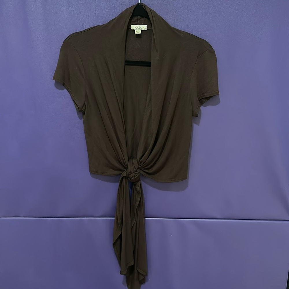 Vintage Cache cropped tie front top shrub bolero style size Small. Made in USA
